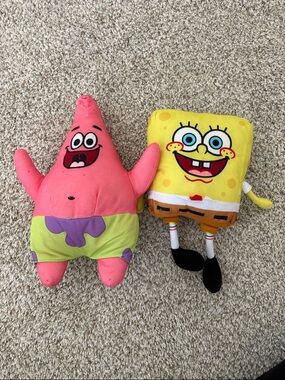 SpongeBob Squarepants Plush Duo - Yellow SpongeBob & Pink Patrick